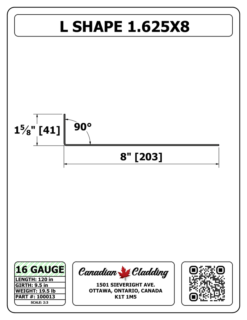 L SHAPE 1.625X8