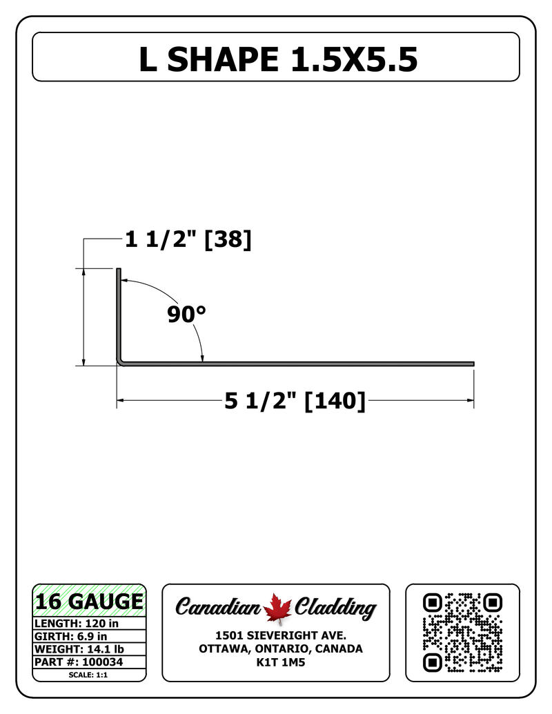 L SHAPE 1.5X5.5