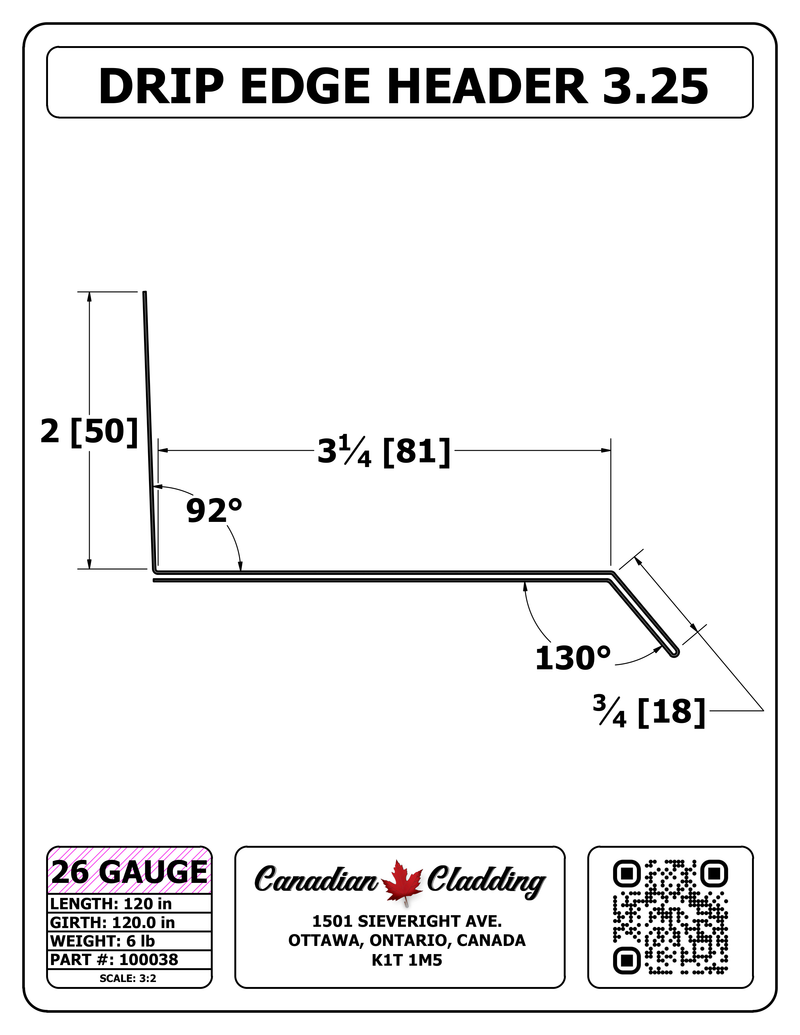 DRIP EDGE HEADER 3.25