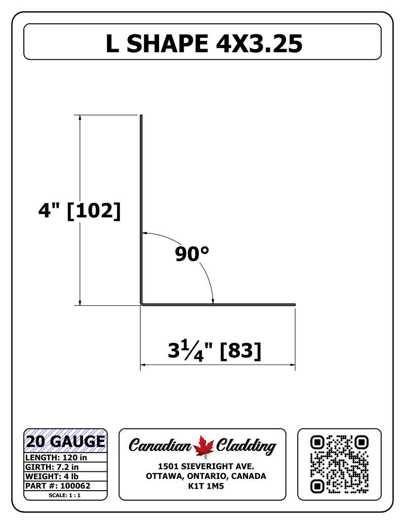 L SHAPE 4X3.25