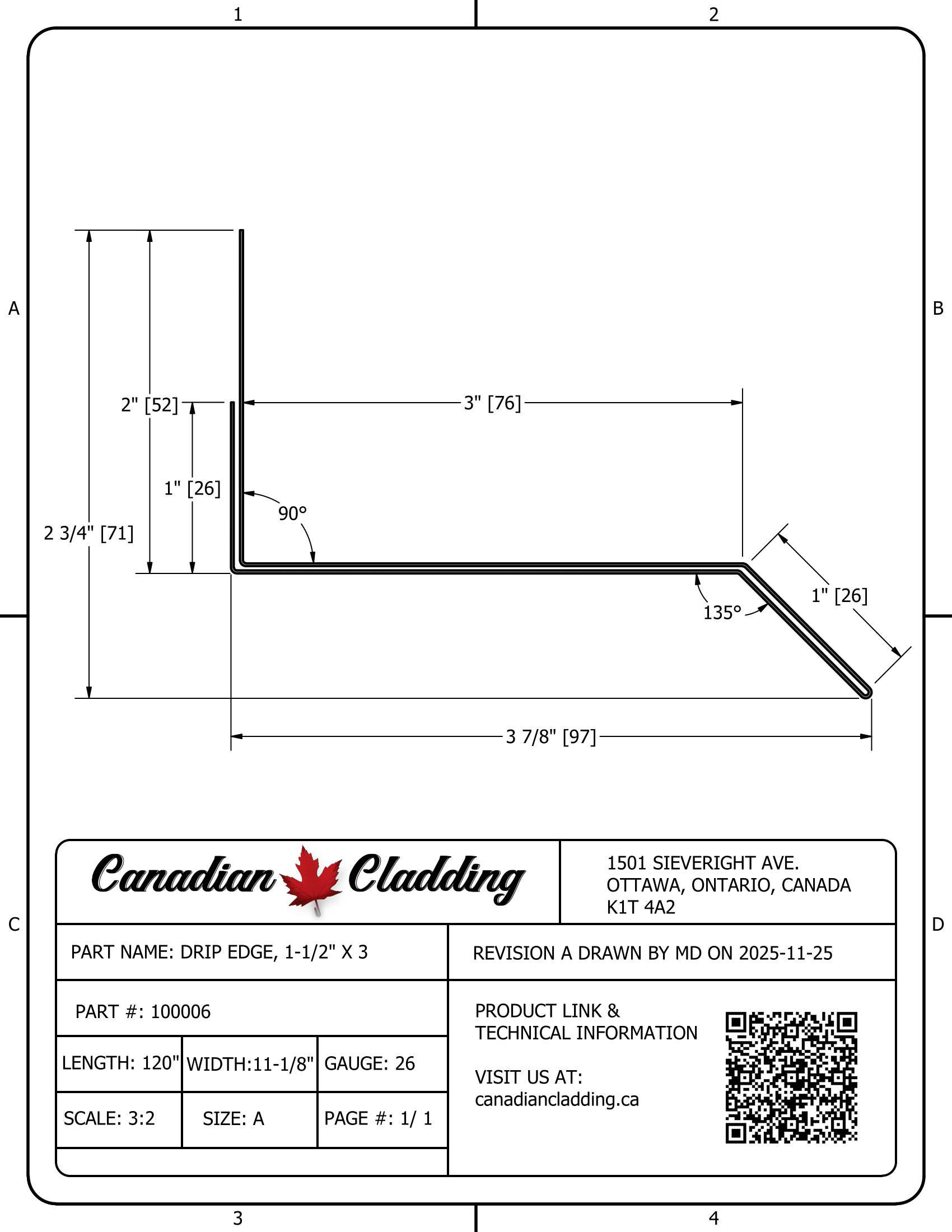 100006 - Drip Edge - 1-1/2" X 3"