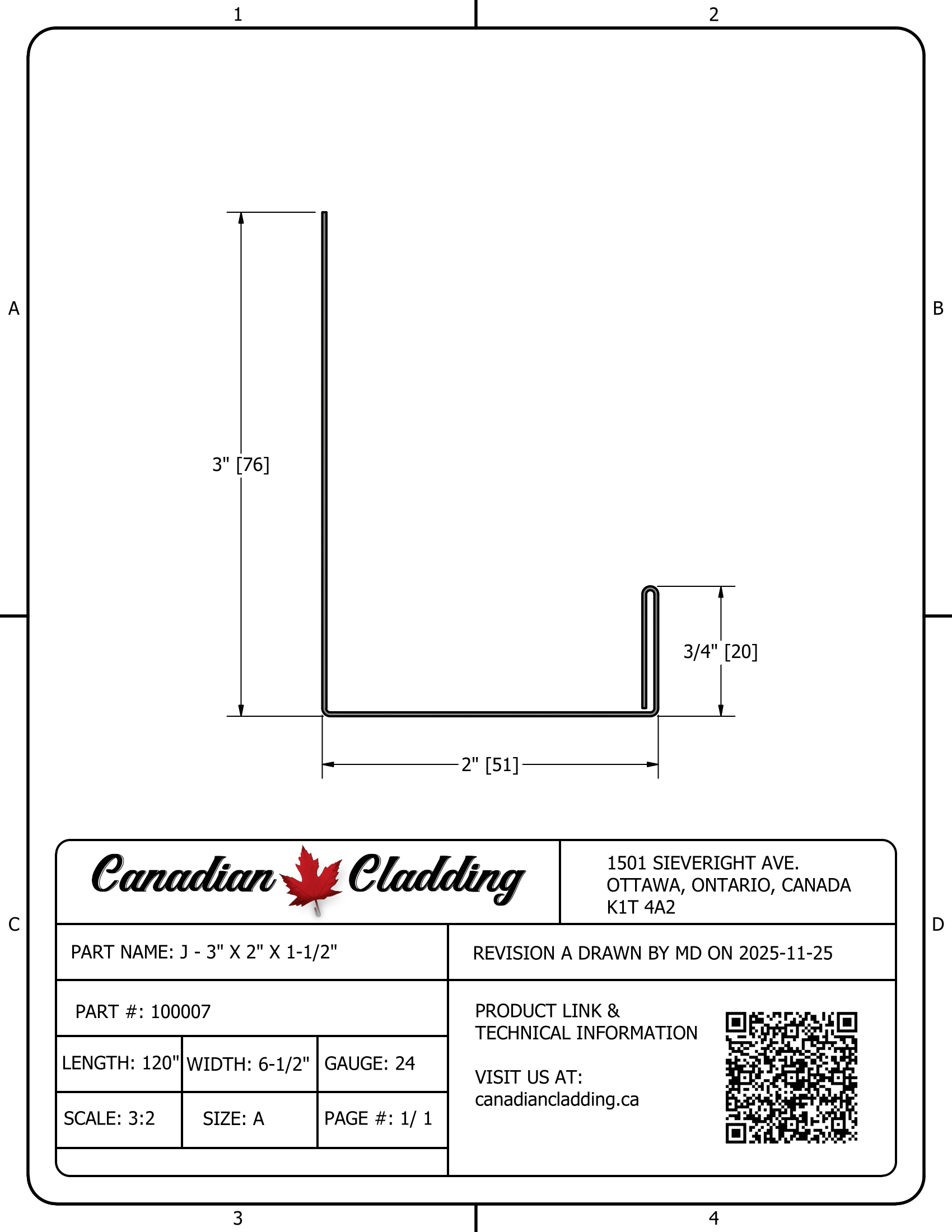100007 - J - 3" X 2" X 1-1/2"