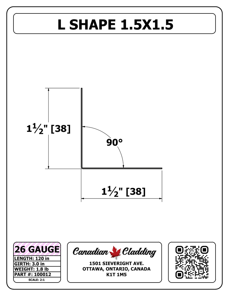 L SHAPE 1.5X1.5
