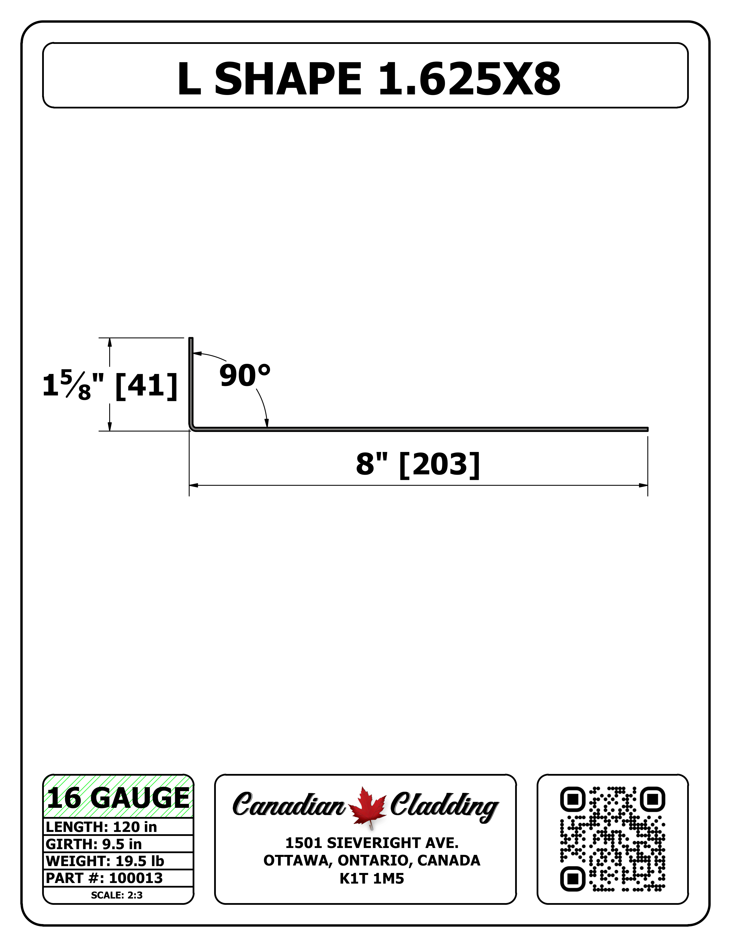 L SHAPE 1.625X8