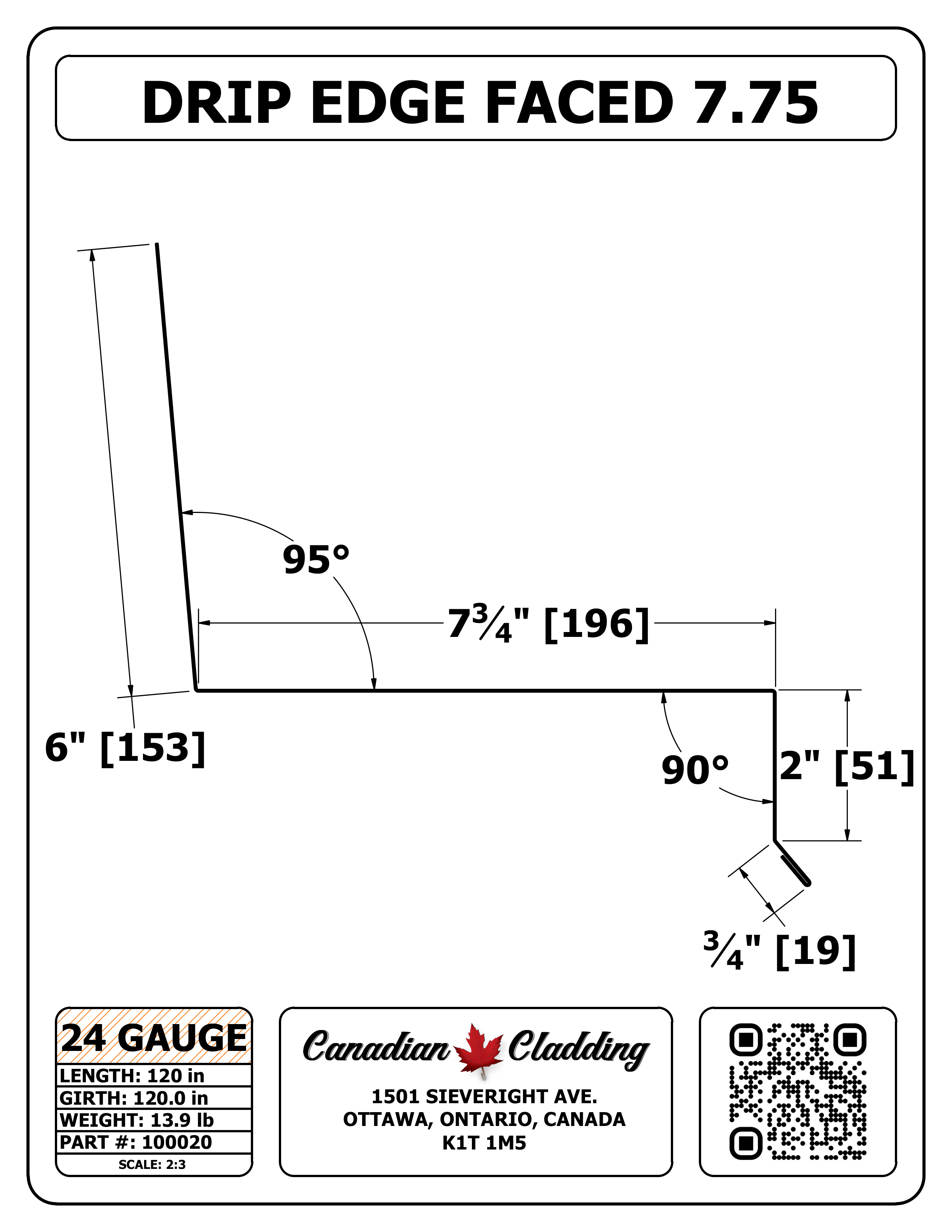 DRIP EDGE FACED 7.75