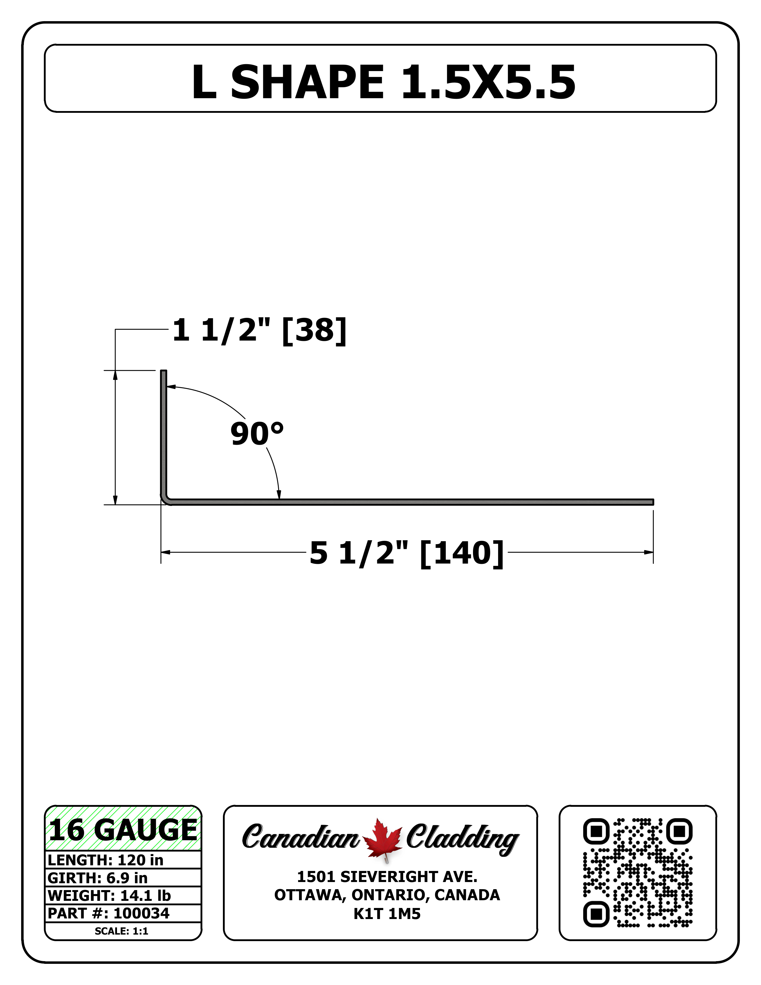 L SHAPE 1.5X5.5