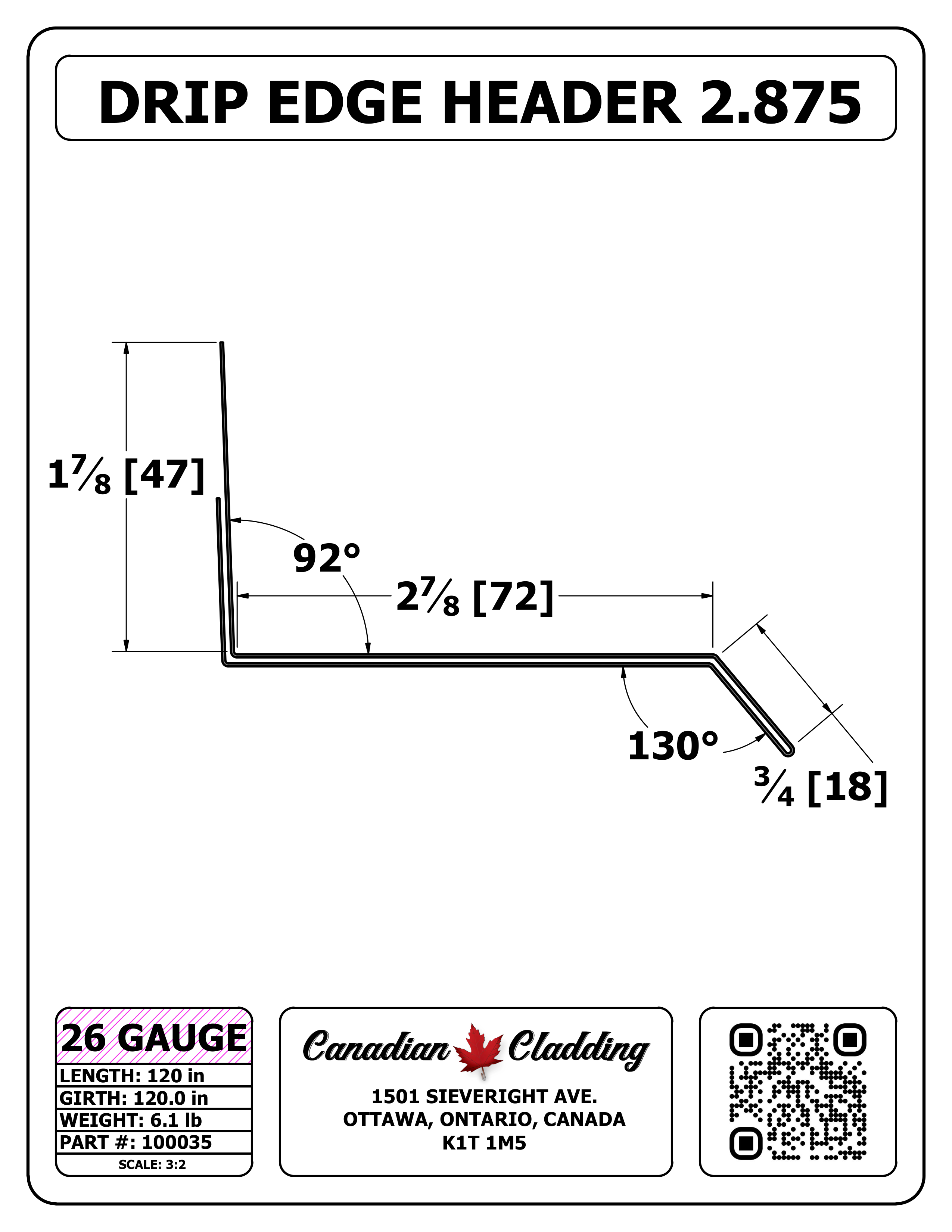 DRIP EDGE HEADER 2.875
