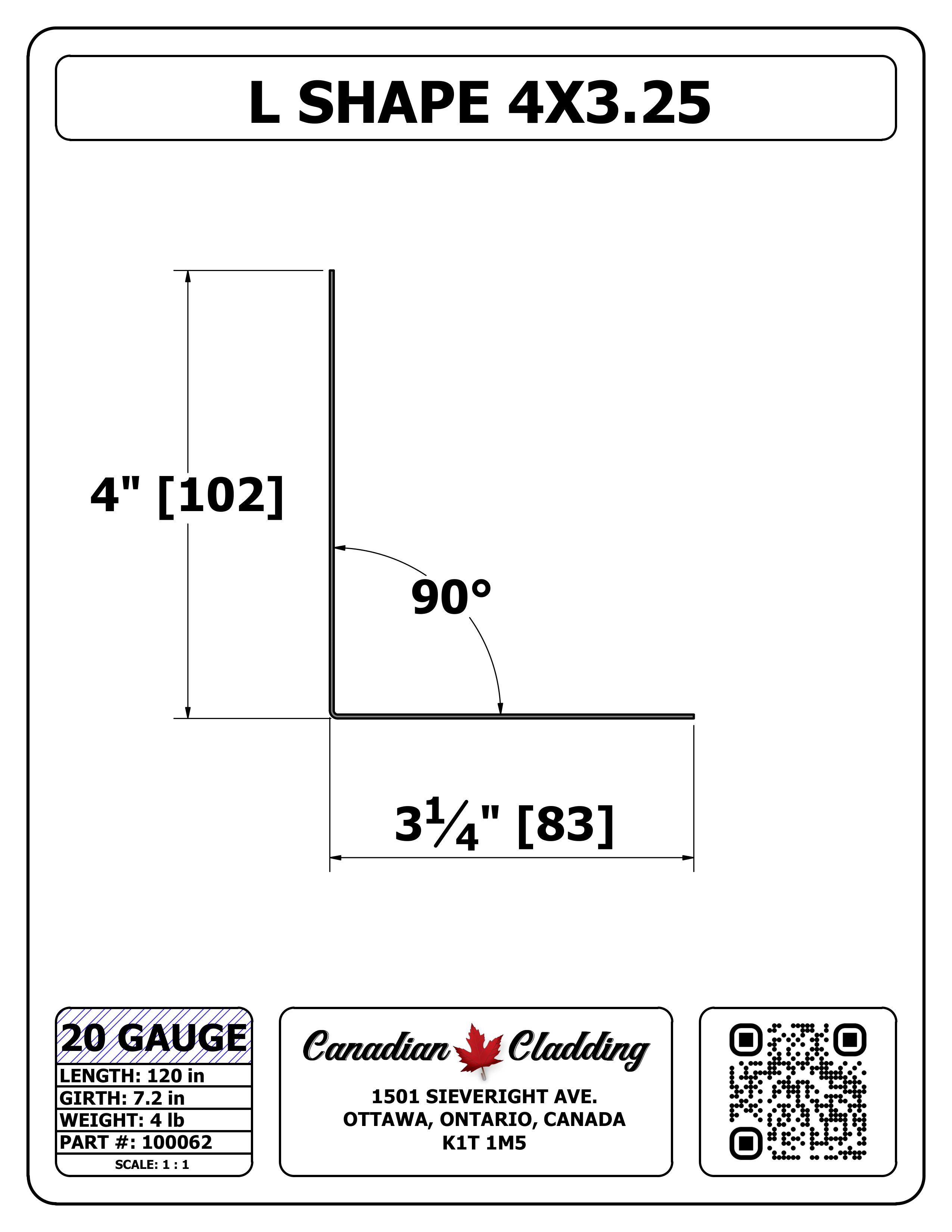 L SHAPE 4X3.25