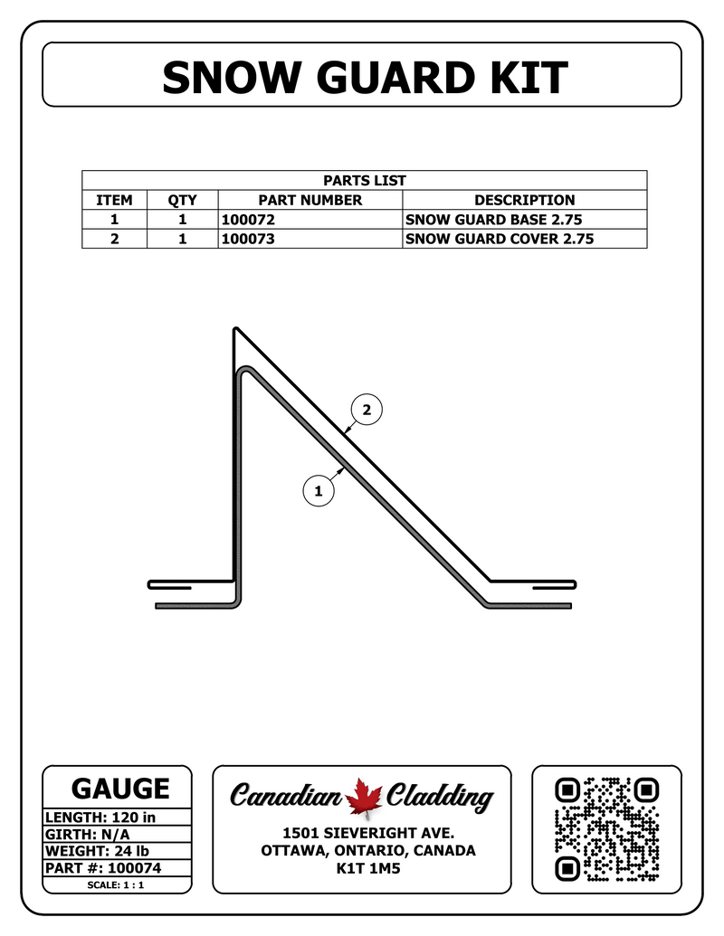 SNOW GUARD KIT 2.75