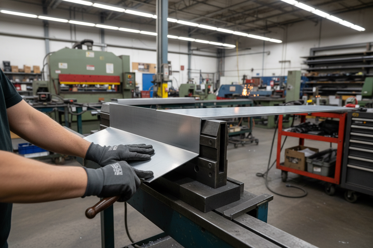 Custom flashing being bent